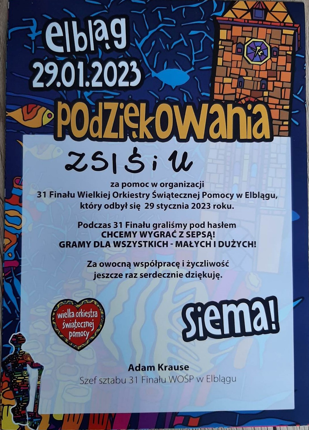 ROZLICZENIE ZBIÓRKI WOŚP