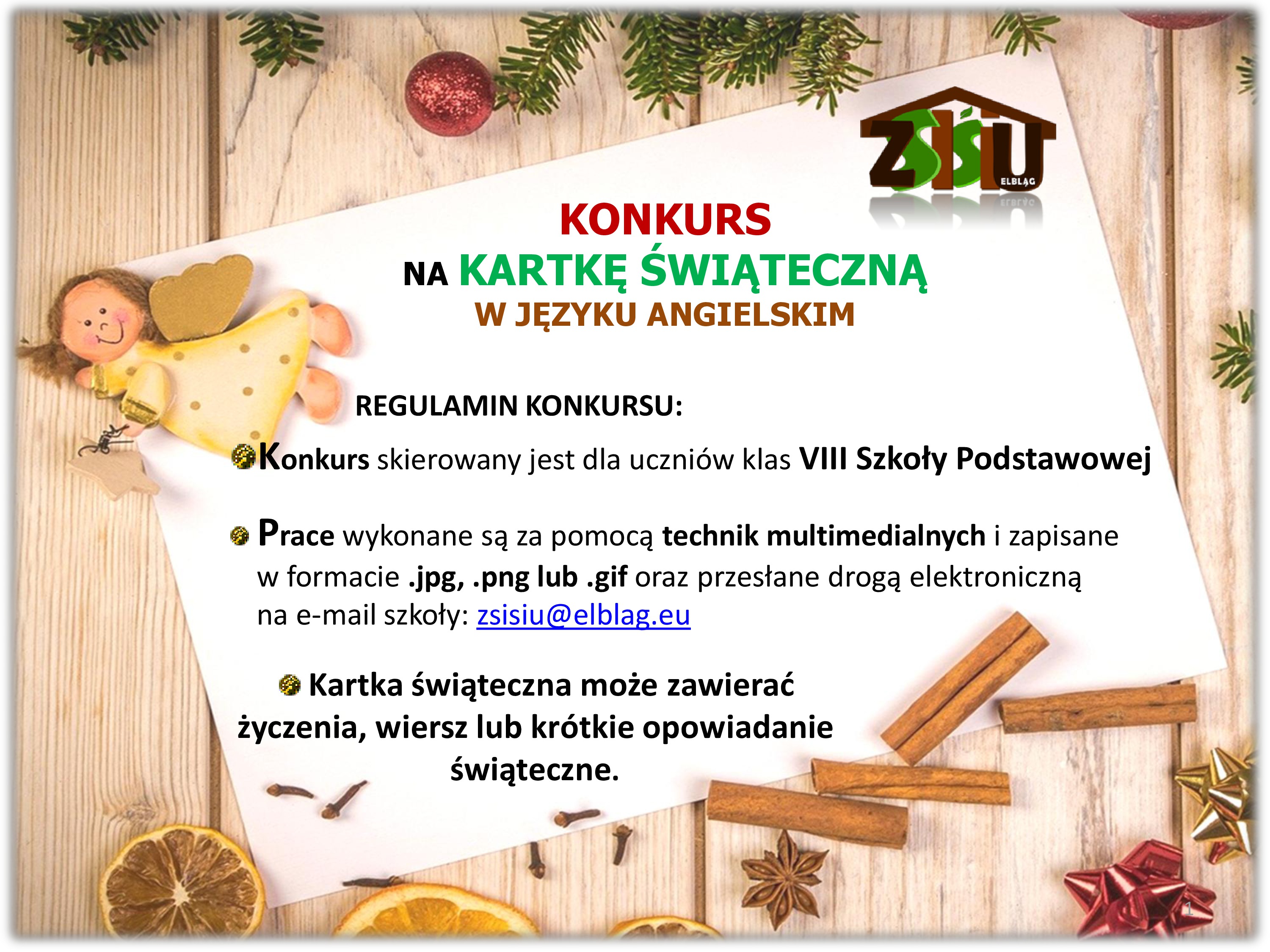 Konkurs międzyszkolny zdalny Świąteczny Konkurs międzyszkolny zdalny