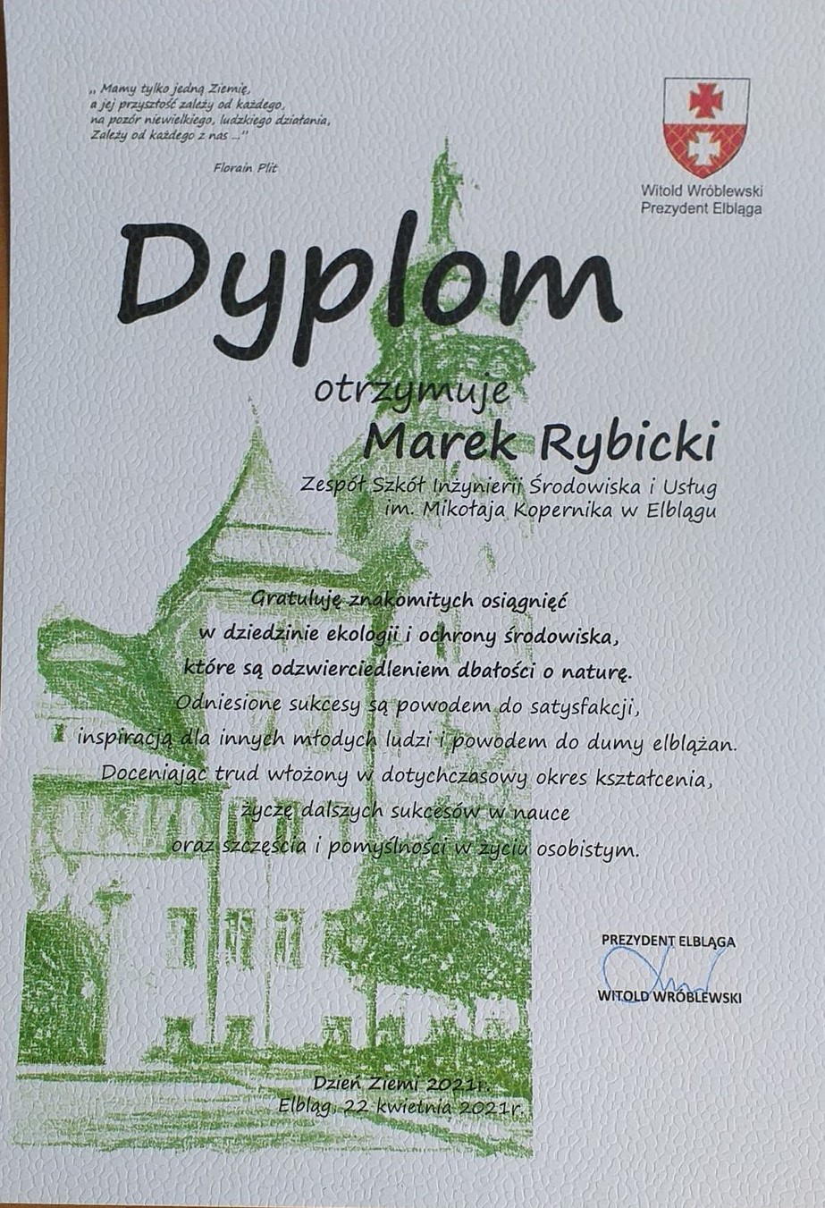 Dyplom Marek Rybicki